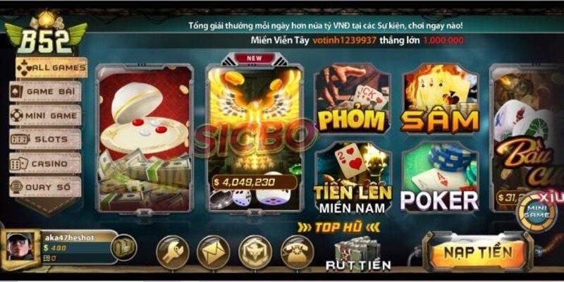 Kho game đổi thưởng tại Nổ hũ b52 club rất đa dạng