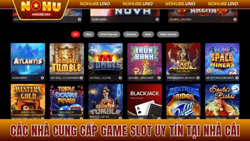 Các nhà cung cấp game slot uy tín tại nhà cái