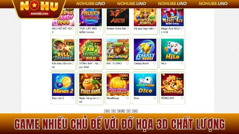 Game nhiều chủ đề với đồ họa 3D chất lượng